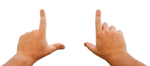 Male hands making frame isolated on a white background with clipping paths for your own positioning