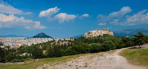 Panorama of famous greek tourist landmark