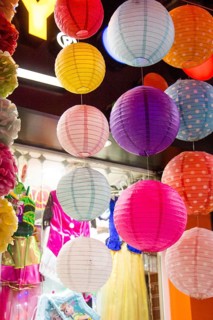 Colorful paper lantern outdoor in the marketplace