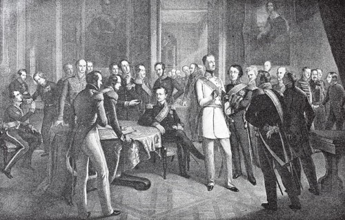 First meeting of the members of the Dresden Conference in the Bruehl Palace in 1850