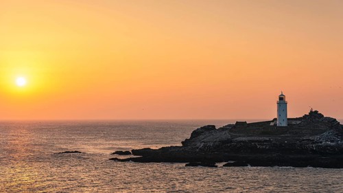 Sunset over Godrevy Lighthouse