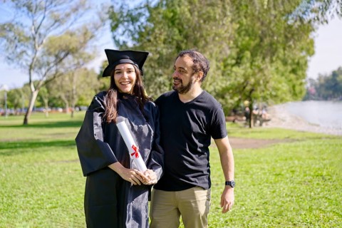 Young girl recently graduated
