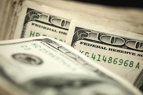 Abstract of one hundred dollar bills
