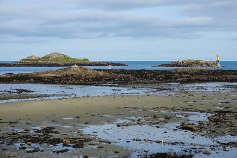 Lighthouse Ar-Chaden in the Canal de l'Ile de Bartz in front of Roscoff