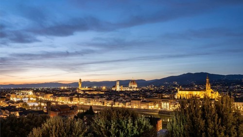 View of Florence after sunset from Piazzale Michelangelo