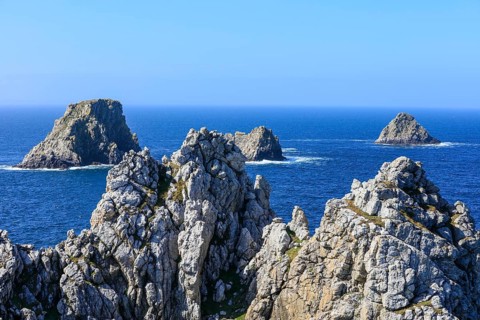 View from the Monument Aux Bretons at Pointe de Pen Hir on the rocks Les Tas de Pois