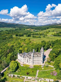 Dunrobin Castle and Gardens from a drone