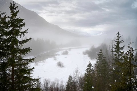 Rissbach valley with fog
