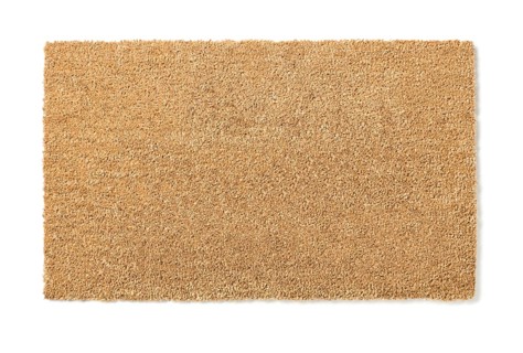 Blank welcome mat isolated on white with clipping path