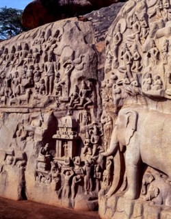 Bas-Relief of the Descent of the Ganges in Arjuna's Penance at Mamallapuram or Mahabalipuram