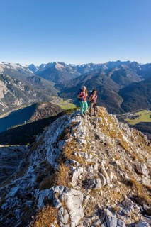 Two female hikers on a summit