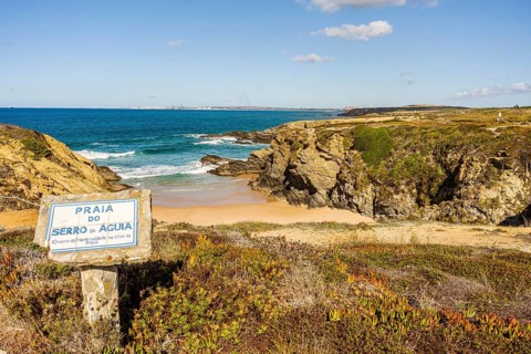 Translation of sign: Serro da Aqua beach