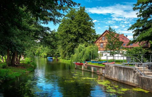 Lock at the old Dobkow Mill in the Spreewald