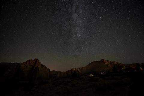 Canyon in front of night sky