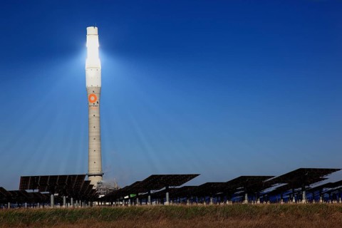 High-tech Gemasolar solar power plant in Fuentes de Andalucia near Seville