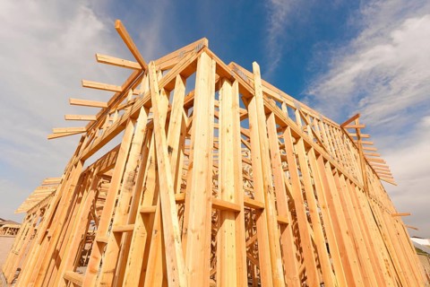New construction wood home framing abstract