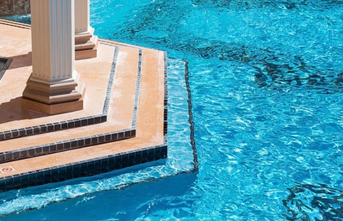 Exotic luxury swimming pool water and architecture abstract