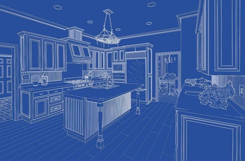 Beautiful custom kitchen blueprint design drawing