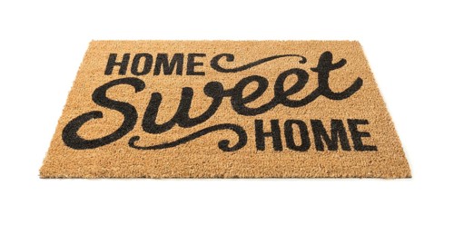 Home sweet home welcome mat isolated on a white background