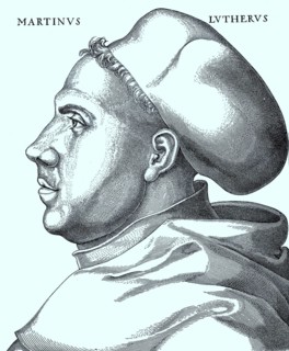 Portraet von Martin Luther im Alter von 38 Jahren in seinem Habit