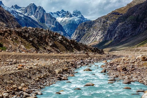 Chandra River in Himalayas