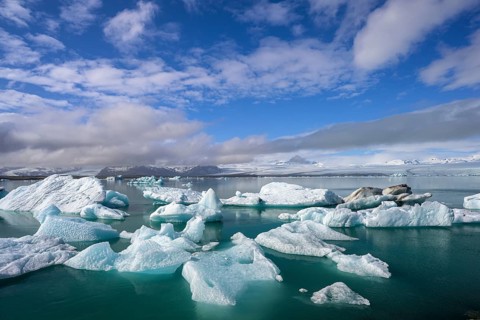 Icebergs in the glacial lake