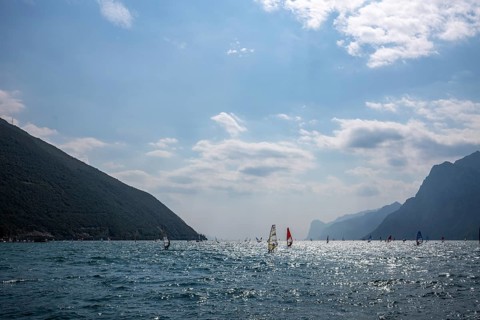 Surfers on Lake Garda