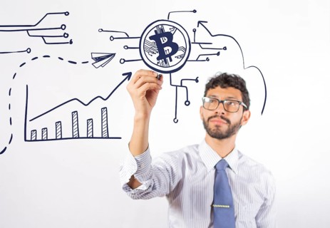 Business man drawing finance