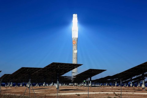 High-tech Gemasolar solar power plant in Fuentes de Andalucia near Seville