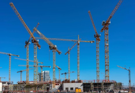 Major construction site at Ueberseequartier and Hafencity