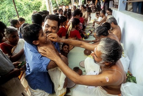 Ezhuthiniruthu Ceremony on Vijayadasami day in Saraswathy temple at Panachikadu near Kottayam