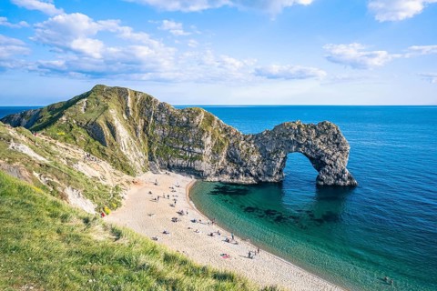 White Cliffs over Jurassic Coast and Durdle Door
