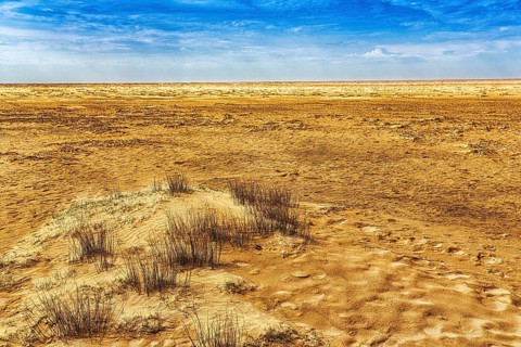Remote wide sandy beach