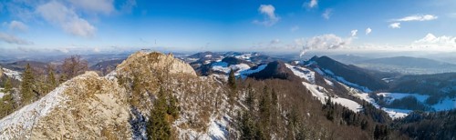 Belchenflueh and view of the first Jura mountains in winter