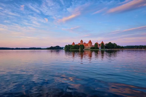 Trakai Island Castle in lake Galve