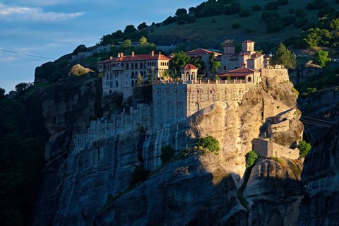 Monastery of Varlaam famous greek tourist destination Meteora in Greece on sunrise