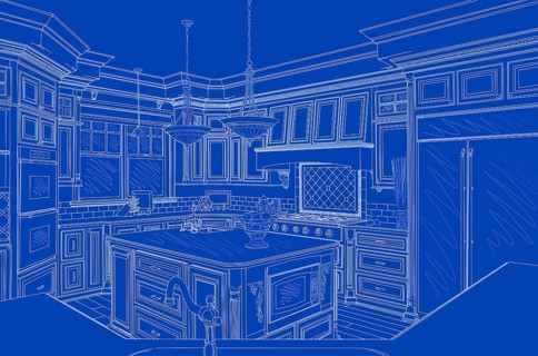Beautiful custom kitchen blueprint design drawing