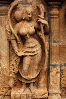Apsara bas relief in Hindu temple Sri Ranganathaswamy Temple in Tiruchirappalli