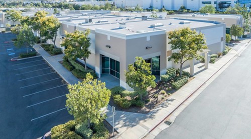 Aerial view of industrial commerce office buildings