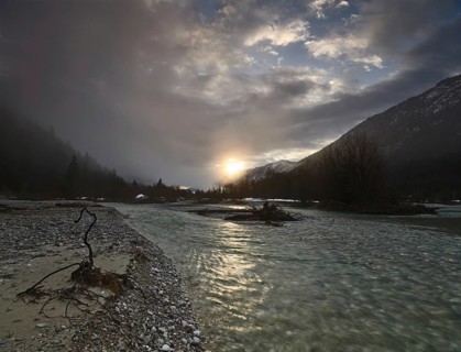 Isar at sunrise with fog