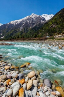 Baspa river in Himalayas mountains. Sangla Valley