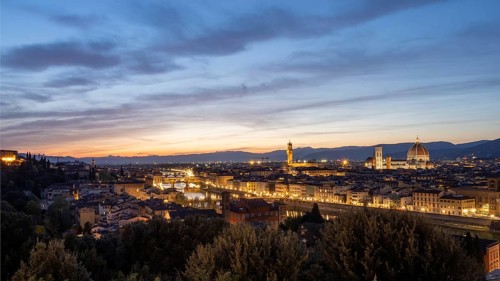 View of Florence after sunset from Piazzale Michelangelo