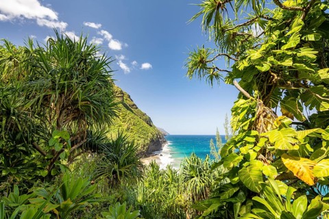 Blick vom Kalalau Trail auf die Na Pali Coast