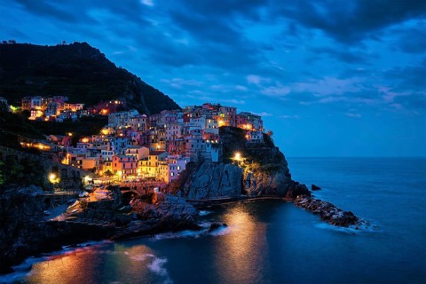 Manarola village popular european italian tourist destination in Cinque Terre National Park UNESCO World Heritage Site