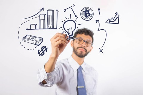 Business man drawing finance