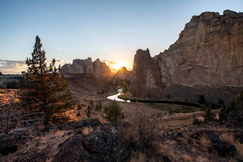Sun star on rock walls