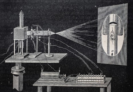 Apparatus for demonstrating the deflection of cathode rays by magnets