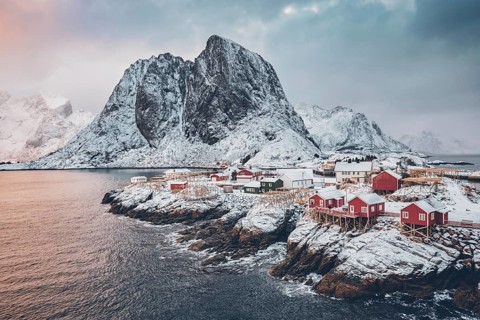 Famous tourist attraction Hamnoy fishing village on Lofoten Islands
