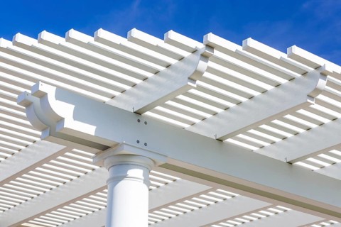 Beautiful house patio cover against the blue sky