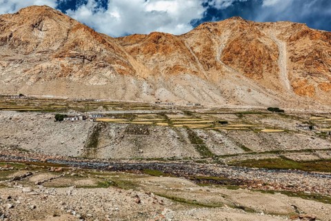 Kardung village in Himalayas mountains near Kardung La Pass